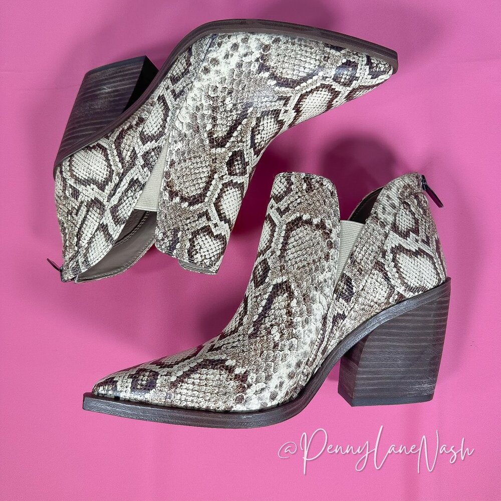 Vince Camuto Gradina Leather Snakeskin Ankle Bootie Size 9.5 - Picture 12 of 16